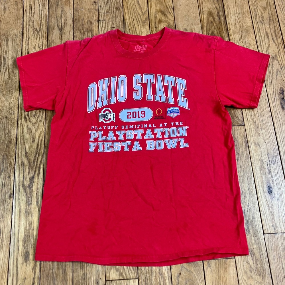 Blue 84 Ohio State Buckeyes 2019 PlayStation Fiesta Bowl Red T-Shirt Mens Large